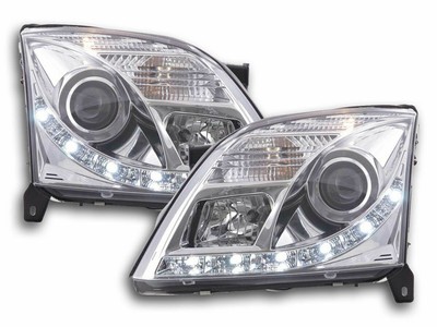 VAUXHALL VECTRA C 02-05 CLEAR PROJECTOR HEADLIGHTS WITH LED DRL DAYTIME DRIVING