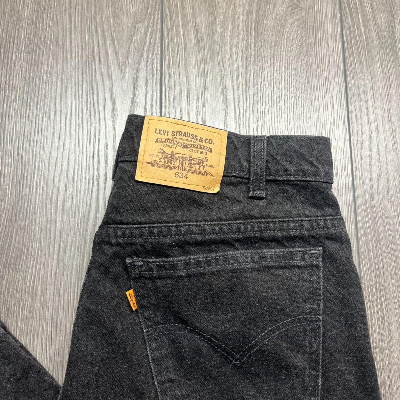 Vintage 90s Levis 634 Orange Tab Black Jeans Straight Leg Size 32x32