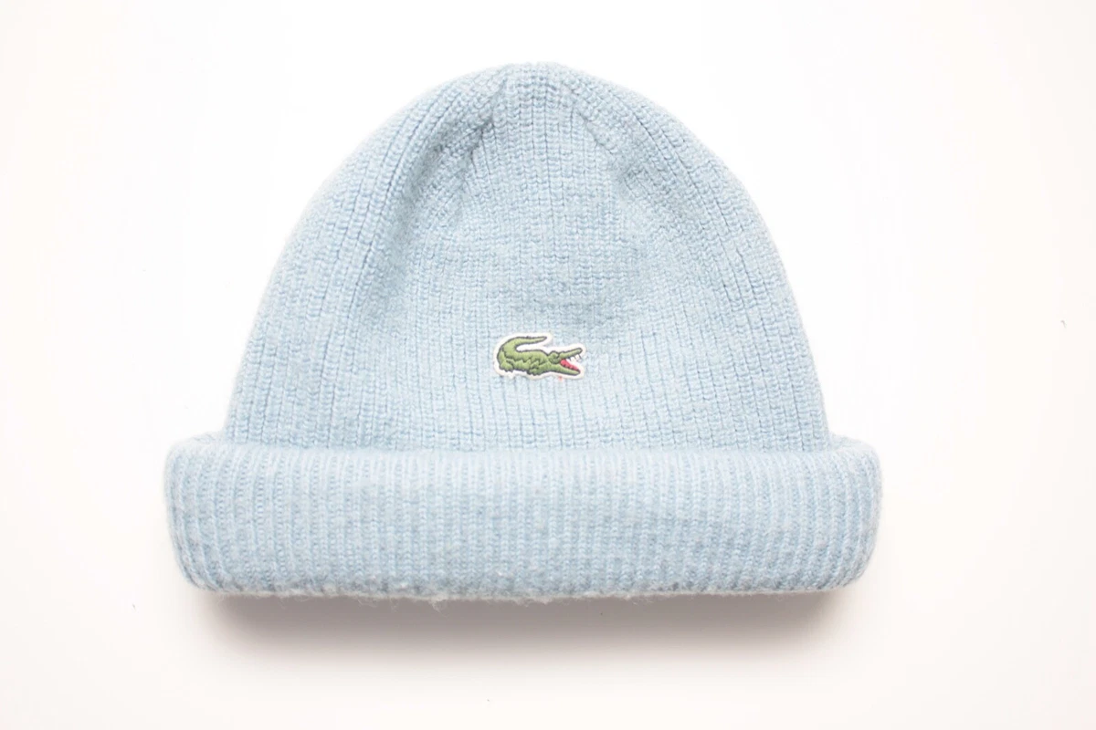 Lacoste Vintage Blue Wool Acrylic Beanie Hat Made In France eBay