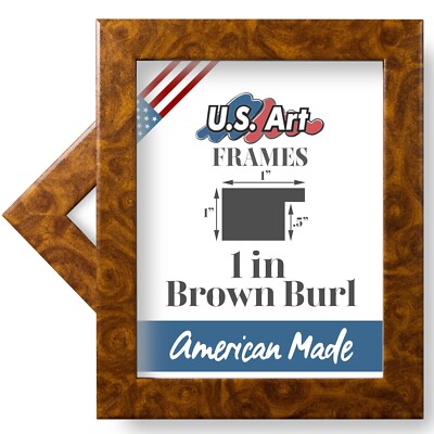 US Art 1'' Flat Brown Burl MDF Wall Decor Picture Poster Frame, CS2