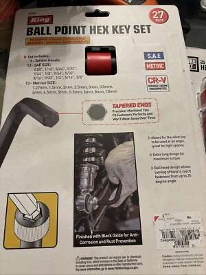 king ball point hex key set