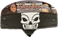 White & Red Rhinestone Eye Skull Chop Top Bandanna Head Wrap Sweatband Headband