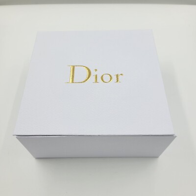Dior Empty Box Purse Magnetic Foldable Box New 8.5 x8.5 x3.5  White & Gold 