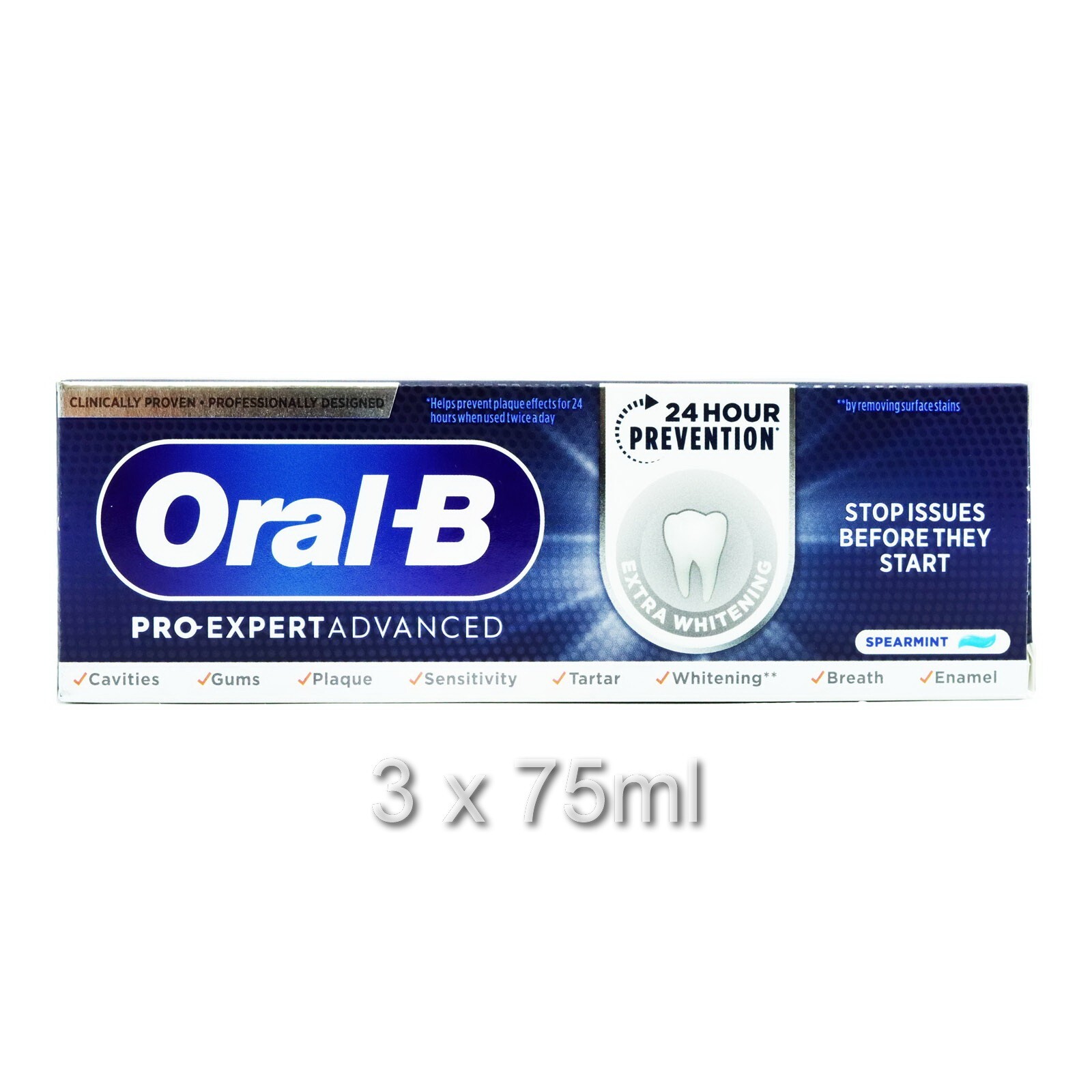 ORAL B Pro Expert Advanced Extra Whitening Spearmint Toothpaste 2x 75ml New - Image 2