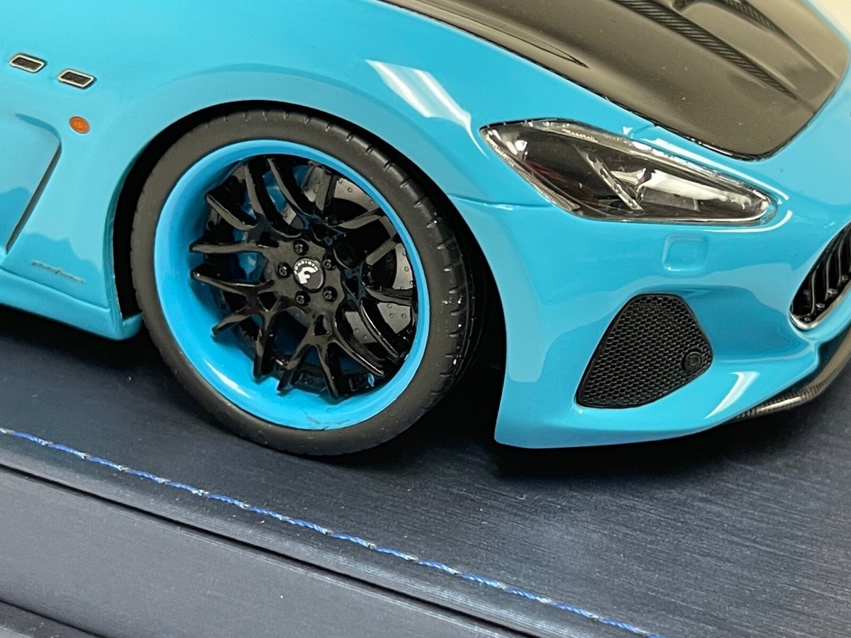1/18 Motorhelix Maserati GranTurismo MC 2019 Baby Blue Carbon Hood