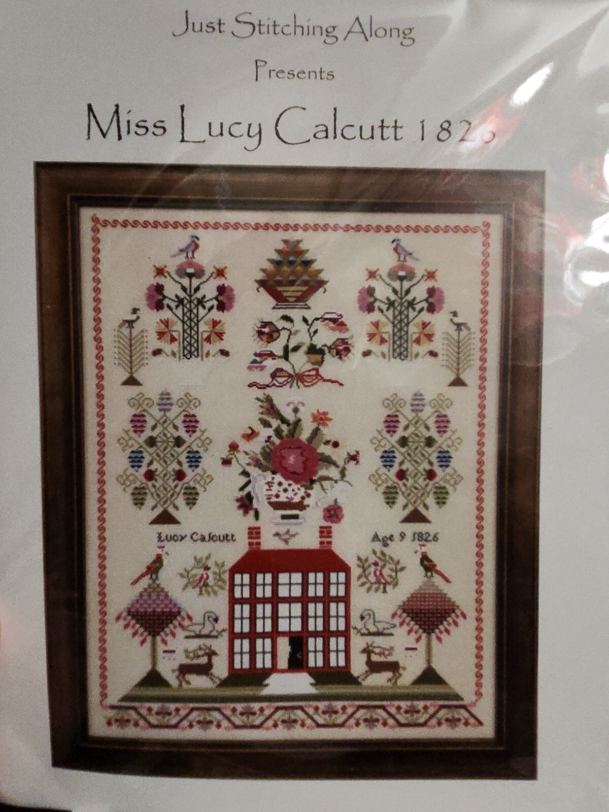 Miss Lucy Calcutt 1826 Sampler Cross Stitch chart Reproduction swan