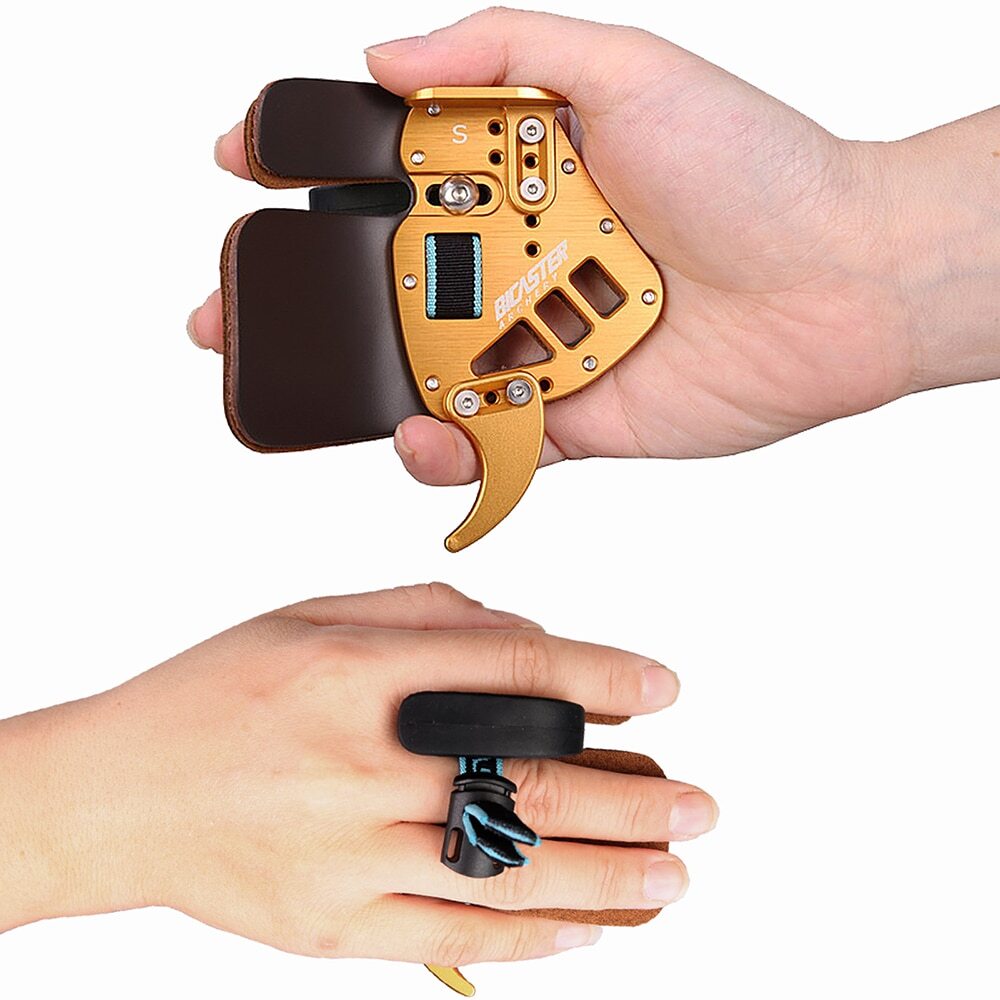 Archery Finger Tab Guard Protection Genuine Leather + Aluminum S/M/L Hunting