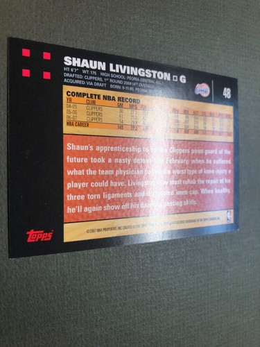 2007-08 Topps Shaun Livingston Los Angeles Clippers #48 Nice! - Picture 5 of 6