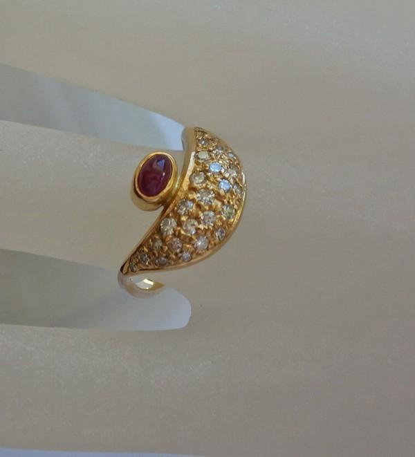 *Brilliant ring ring with ruby brilliant 0.55 ct … - image 3