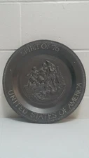 Vintage 1975 Byron Molds  3d chalkware wall plate Spirit of 76 USA