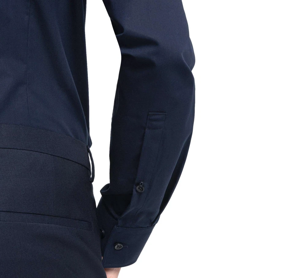 HUGO BOSS Camicia business slim fit in popeline di cotone C-Jenno  50289499 BLU - Immagine 4 di 4