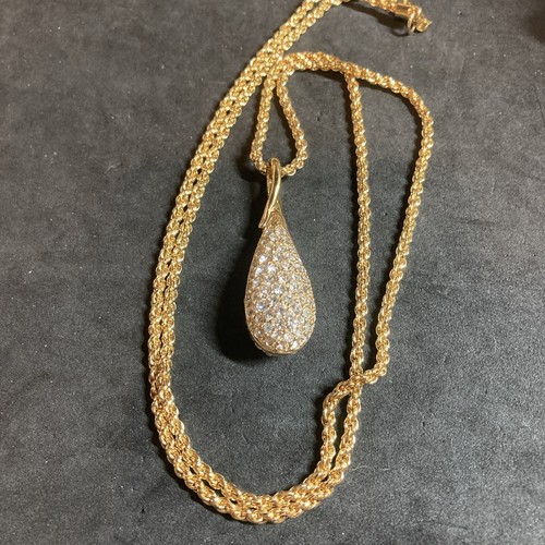 Vintage Swarovski Crystal Tear Drop Pendant 2” 30” Necklace B144 - Picture 4 of 7