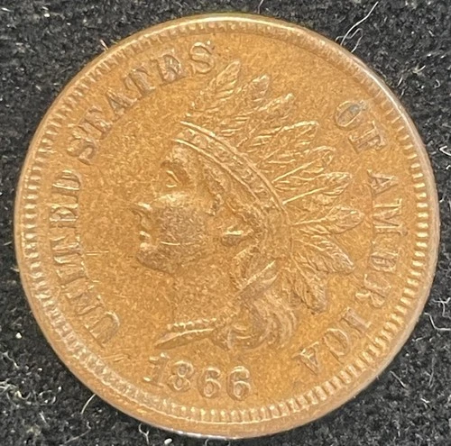 1866 Indian Head Cent AU High Grade For Tough Date