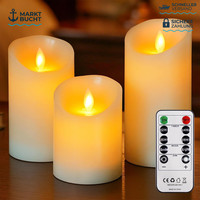 LED Kerzen Flammlose Mit Fernbedienung Timer Echtes Wachs 3Er Set 7,5-15Cm