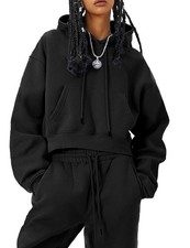 Fleece 2 Piece Tracksuits Fall Winter Sweatshirt Jogger Pants Matching Lounge...