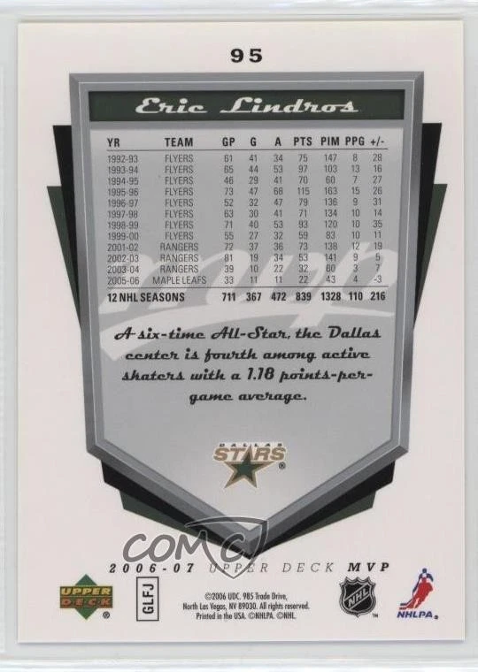 2006-07 Upper Deck MVP Eric Lindros #95 HOF - Image 2 of 2