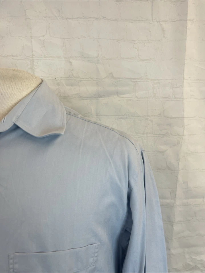 Camisa de vestir de algodón a rayas sutiles gris azul para hombre Armani Collezioni 16R $158 Foto 2 de 4