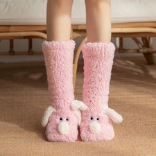 Women's Warm Thermal Lined Anti-Slip Socks Winter Cute Dog Fuzzy Slipper Socks