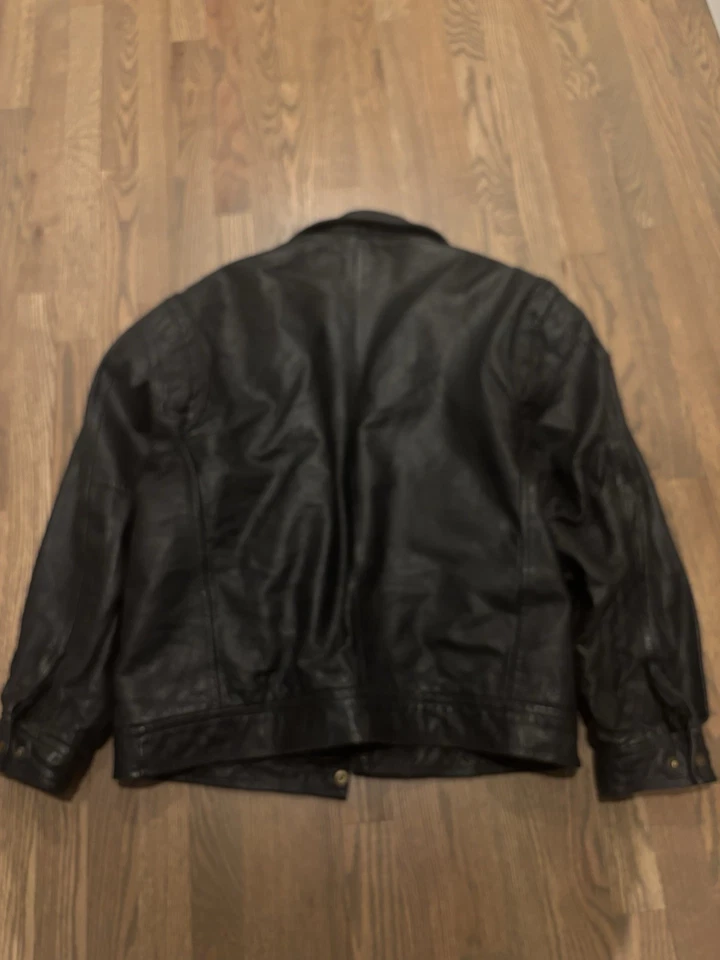 Chaqueta De Colección Y2K Años 90 Nothing Else Is A Pepsi Negra 100% Cuero Para Hombre Talla XL Foto 3 de 4