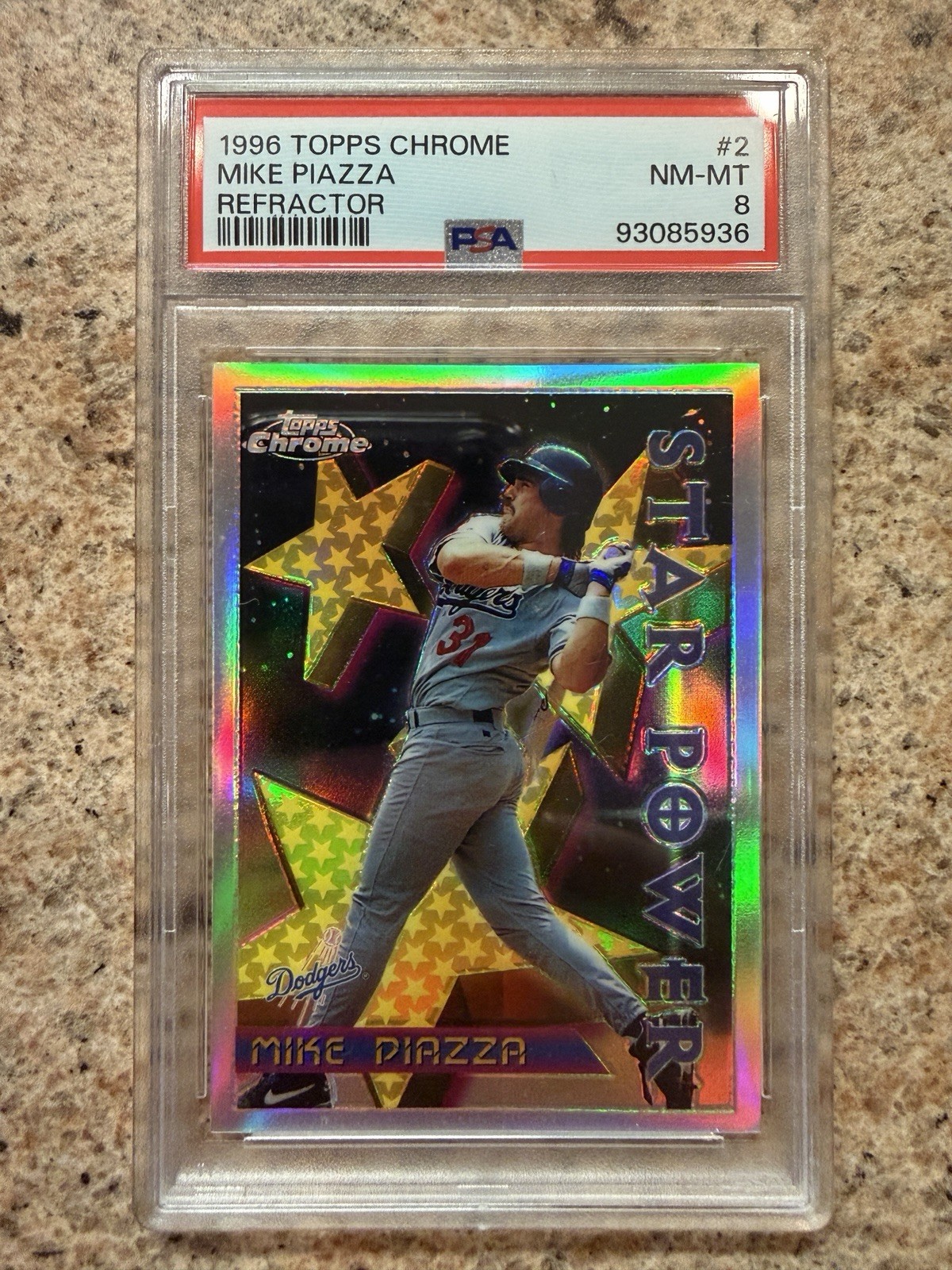 1996 Topps Chrome #2 Mike Piazza Star Power Refractor PSA 8 NM-MT