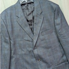 Chaps Ralph Lauren Mens 46L Lambswool Blazer Grey Windowpane Plaid Sport Coat
