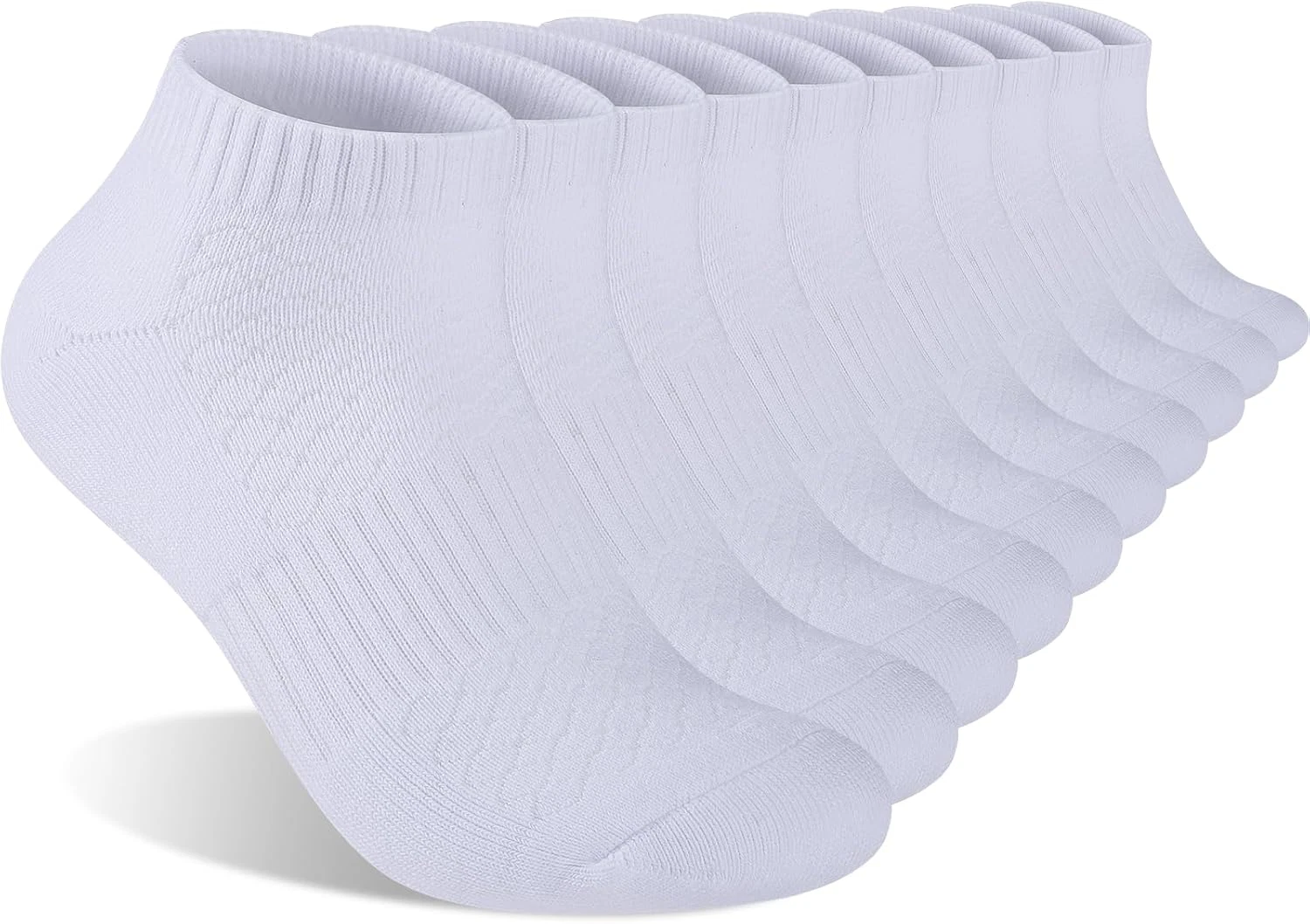 Men'S 100% Cotton Cushioned Ankle Socks, Athletic Performance, 6-Pack