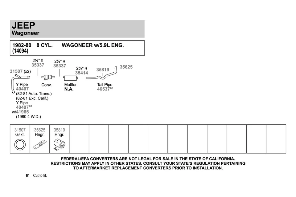 For Jeep Cherokee 1980-1983 Walker 46537 Aluminized Steel Exhaust Tailpipe — 第 3/4 张图片
