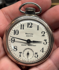 Vintage WESTCLOX SCOTTY Shock Resistant 50mm 2" POCKET WATCH Working SEE VIDEO