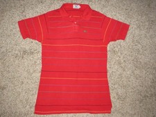 VTG IZOD LACOSTE RED STRIPE PIQUE COTTON POLO SHIRT MEN SZ XL L 