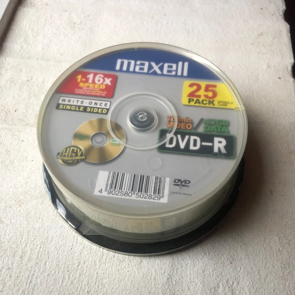 25 stk MAXELL DVD-R Rohlinge 1-16x Speed Neu OVP inkl versicherter Versand - Bild 2 von 2