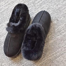 Women Ladies Full Slippers Mules Faux Fur Winter Boots Suede Warm Walking Shoes 