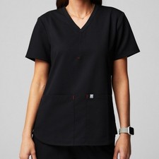 FABLETICS Black Goji Red Method 2-Pocket Scrub Short Sleeve V Neck Shirt Size 2X