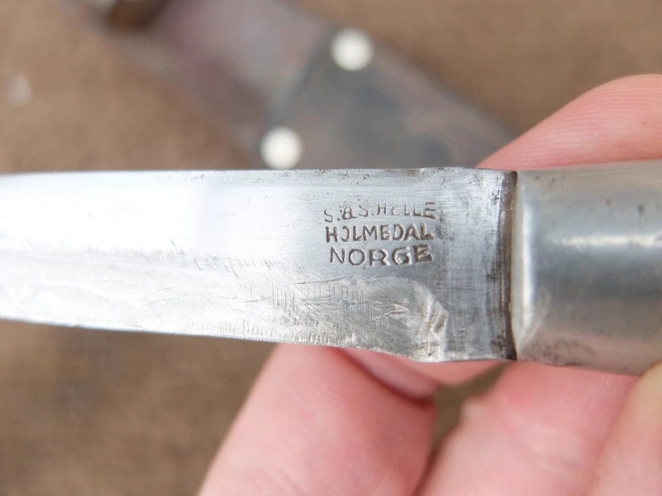 Cuchillo de caza de hoja fija vintage Helle Holmedal Norge Noruega Foto 2 de 4