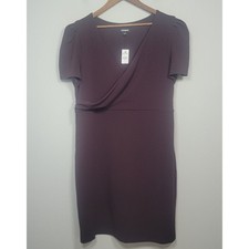 NWT Express Faux Wrap Dress Womens XL Short Sleeve Surplice Burgundy Plum