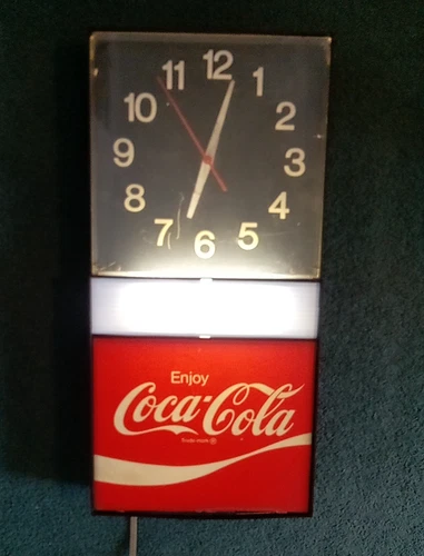Vintage Coca-Cola Enjoy Coke Electric Lighted Clock Sign Light -Working Project