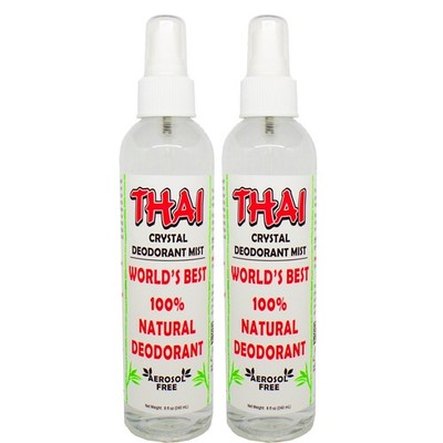 Thai Deodorant Stone Crystal Mist Natural Spray 8 Ounce (Pack of 2) 