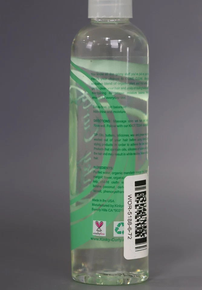Champú hidratante natural Kinky Curly Come Clean sin sulfatos 8 oz Foto 2 de 3