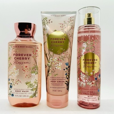 NEW SET! 3/PCS BATH & BODY WORKS FOREVER CHERRY BLOSSOM BODY WASH