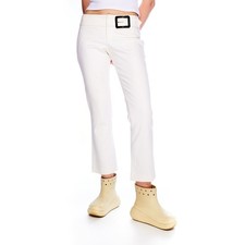 GUCCI Flare Pants White Cotton Women's Trousers Size: 44 Made In Italy 