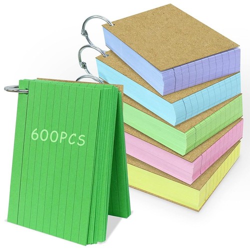 Lot de 300 cartes d'index lignées de 7,6 x 12,7 cm pour études