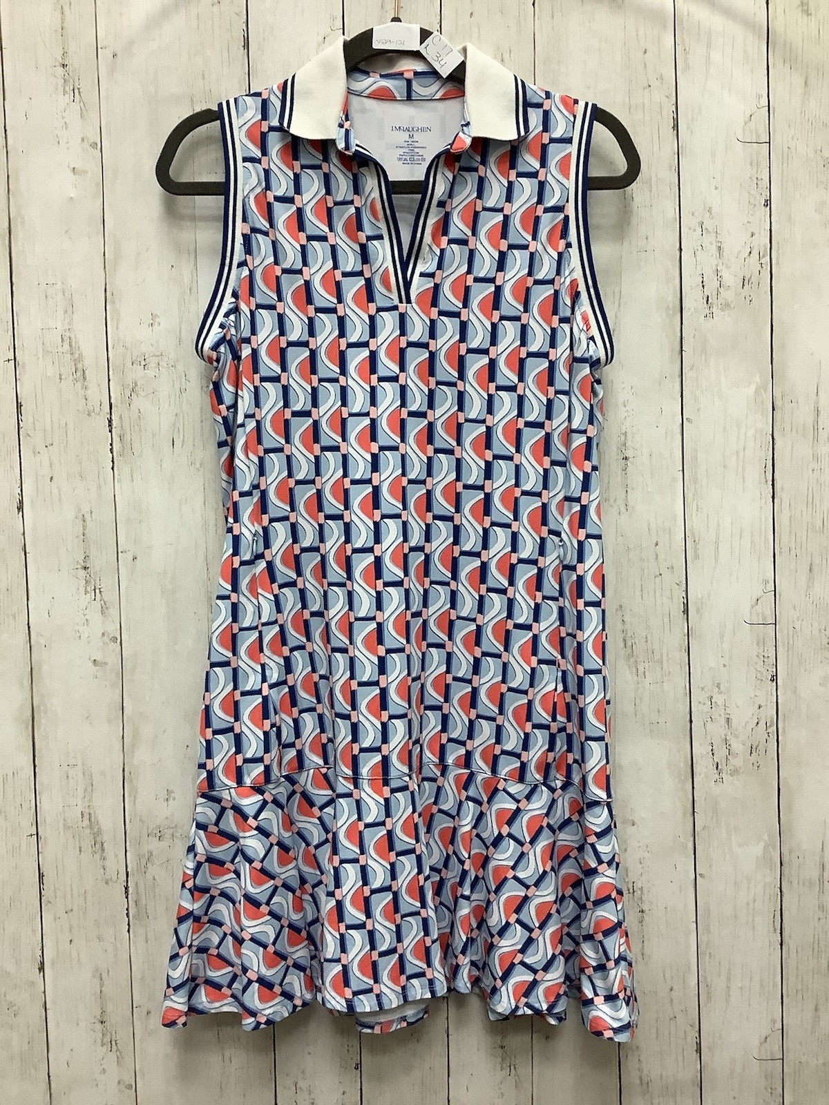 J. McLaughlin Medium Catalina Cloth Merlin Sleeveless Polo Geometric Golf Dress