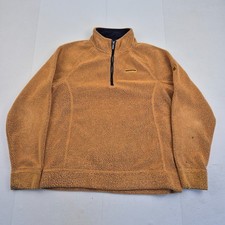 CRAGHOPPERS Sweatshirt Medium Yellow Mens Mock Neck 1/4 Zip Logo Jumper