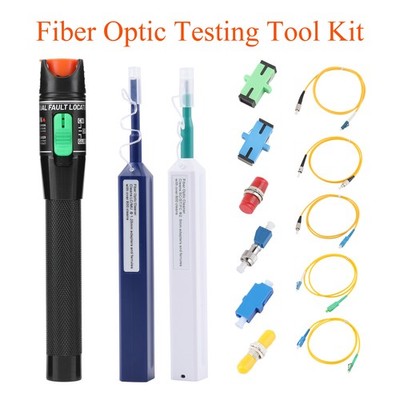 14-teiliges LWL Test Kit Glasfaser Tester Reinigungsstifte Adapter FC LC SC ST