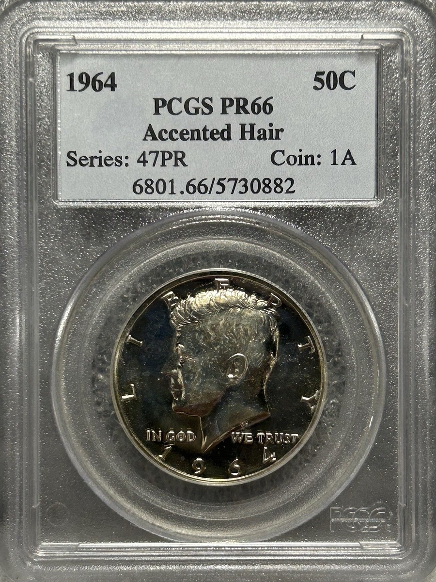 1964 Silver Proof Kennedy Half Dollar Accented Hair 50C PCGS PR66