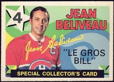1971-72 O-PEE-CHEE MONTREAL CANADIENS JEAN BELIVEAU 