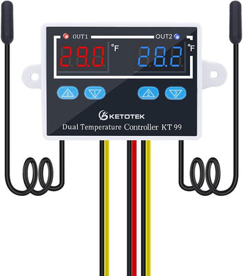 Digital Dual Temperature Controller 120V Fahrenheit Thermostat 10A with 2 1.5M W