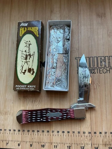 TVC7715 Vintage Star Old Soldier Swing Guard Coke Bottle Knife w/ Box Japan