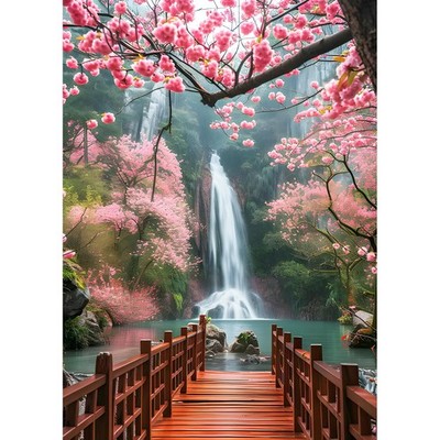 DPHERO Pink Flowers Diamond Painting Kits for Beginners Adults,5D DIY Waterfa...