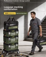 GREENER Modular Stackable Tool Box Storage System Cart & Tool Bag Green/Black