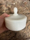 Vintage Milk Glass Candy or Powder Dish with Lid